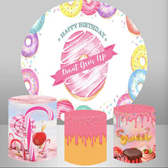 Aperturee Dont Grow Up Doughnut Birthday Round Backdrop Kit