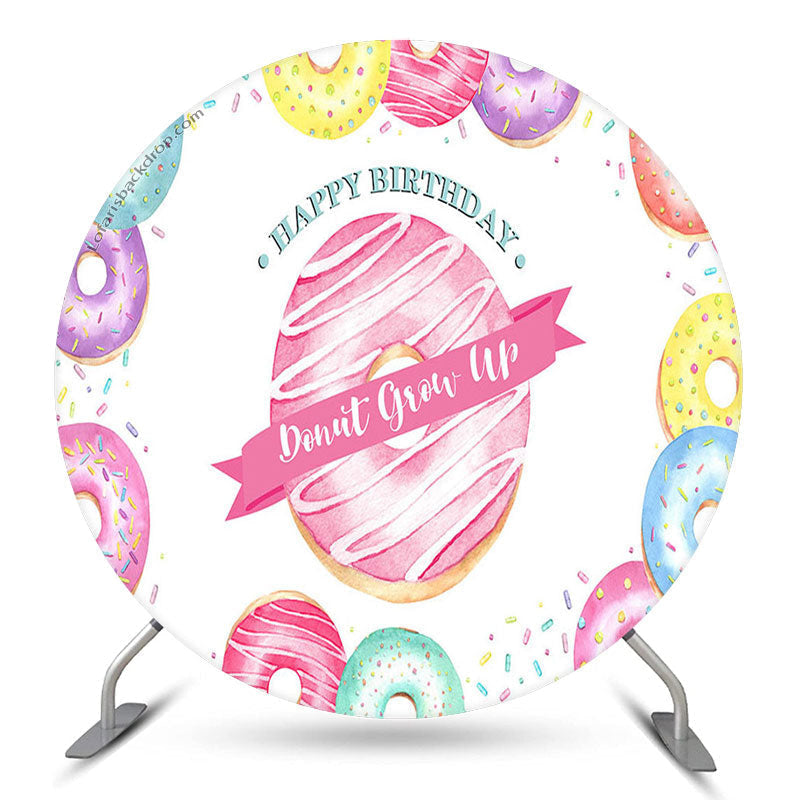 Aperturee - Dont Grow Up Doughnut Birthday Round Backdrop Kit