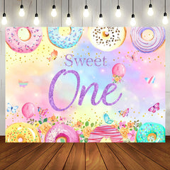 Aperturee - Donut Candy Floral Butterfly 1st Birthday Backdrop