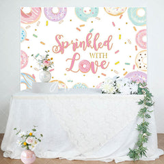 Aperturee - Donuts Dots Sprinkled with Love Birthday Backdrop