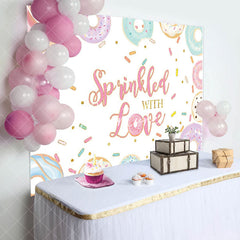 Aperturee - Donuts Dots Sprinkled with Love Birthday Backdrop