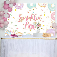 Aperturee - Donuts Dots Sprinkled with Love Birthday Backdrop