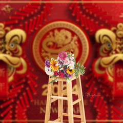 Aperturee - Dragon Red 2024 Happy Chinese New Year Backdrop