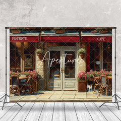 Aperturee - Drawing Outdoor Cafe Retro Wall Backdrop For Photo