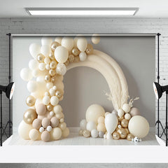 Aperturee - Dream Beige Balloon Birthday Cake Smash Backdrop