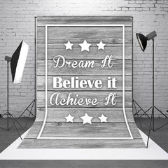 Aperturee - Dream It Believe It Achieve It Stars Wooden Backdrop