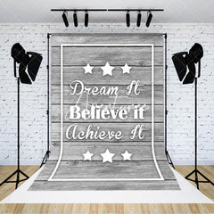 Aperturee - Dream It Believe It Achieve It Stars Wooden Backdrop