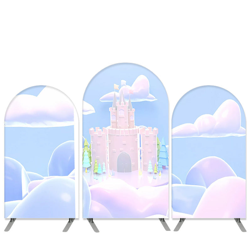 Aperturee Dream Purple Cloud Castle Theme Birthday Arch Backdrop Kit