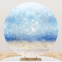 Aperturee - Dreamlike Blue Glitter Bokeh Round Birthday Backdrop