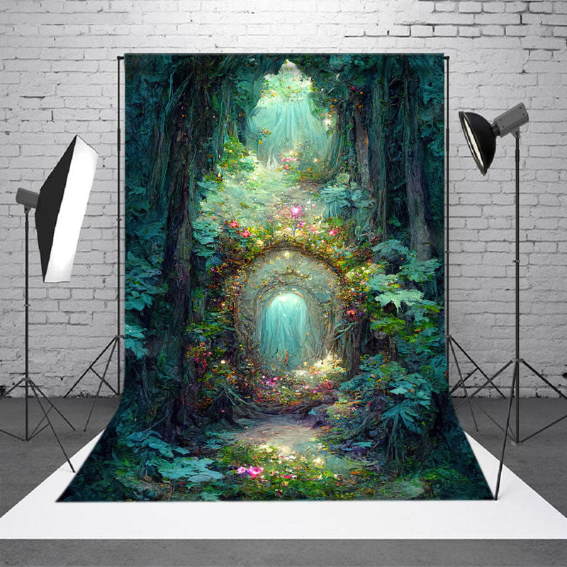 Aperturee - Dreamlike Floral Fairy Tale Forest Photo Backdrop