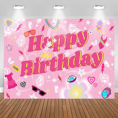 Aperturee - Dreamlike Heart Pink Birthday Backdrop For Girl