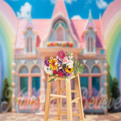 Aperturee - Dreamlike House Rainbow Birthday Cake Smash Backdrop