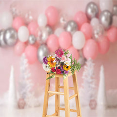 Aperturee - Dreamy Balloons Girls Birthday Cake Smash Backdrop