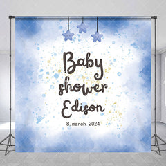 Aperturee - Dreamy Blue Baby Shower Stars Custom Party Backdrop