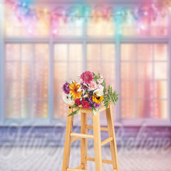 Aperturee - Dreamy Colorful Windows White Floor Photo Backdrop