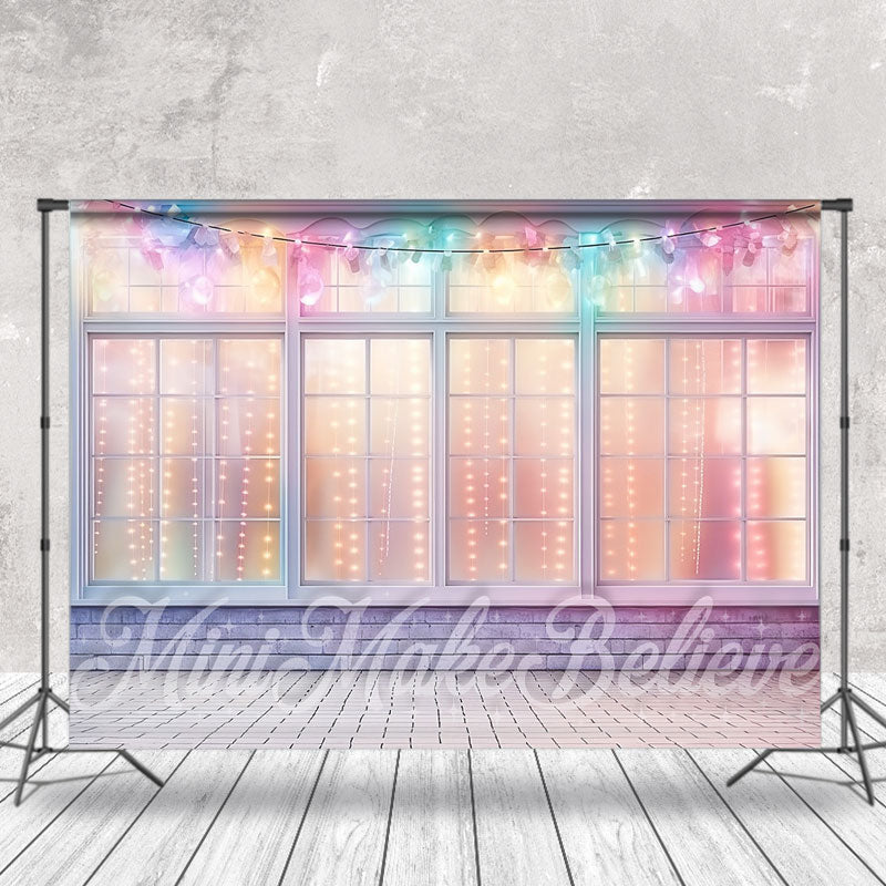 Aperturee - Dreamy Colorful Windows White Floor Photo Backdrop