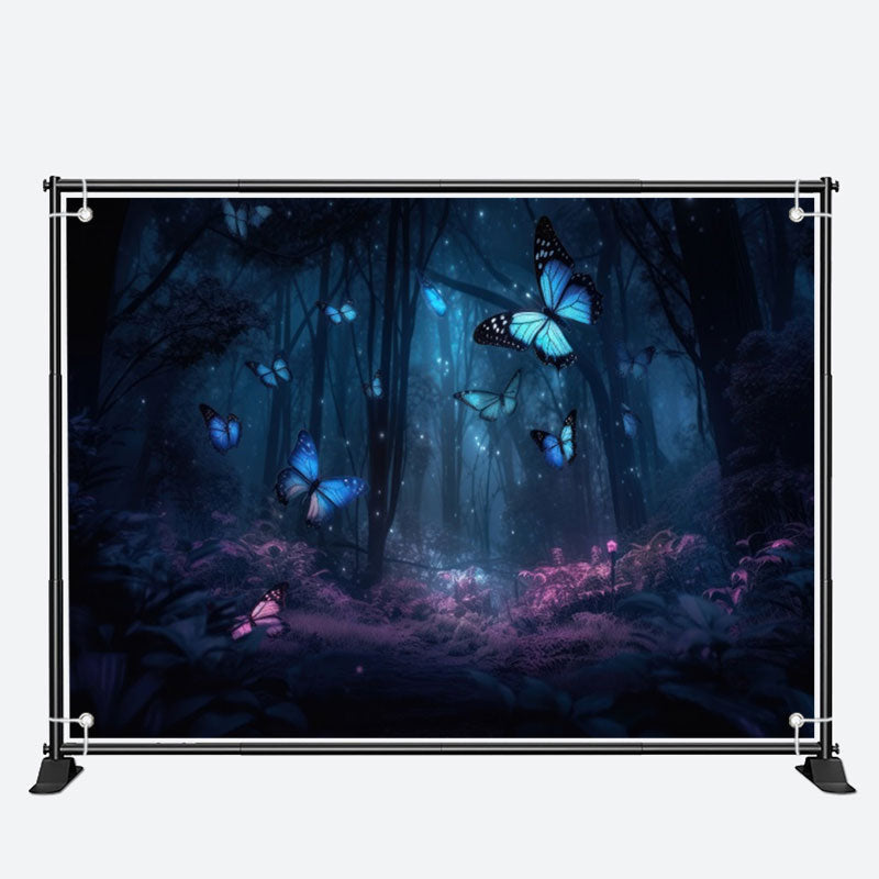 Aperturee - Dreamy Forest Purple Leaf Butterfly Spring Backdrop