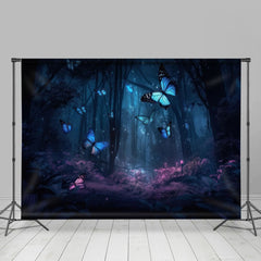 Aperturee - Dreamy Forest Purple Leaf Butterfly Spring Backdrop