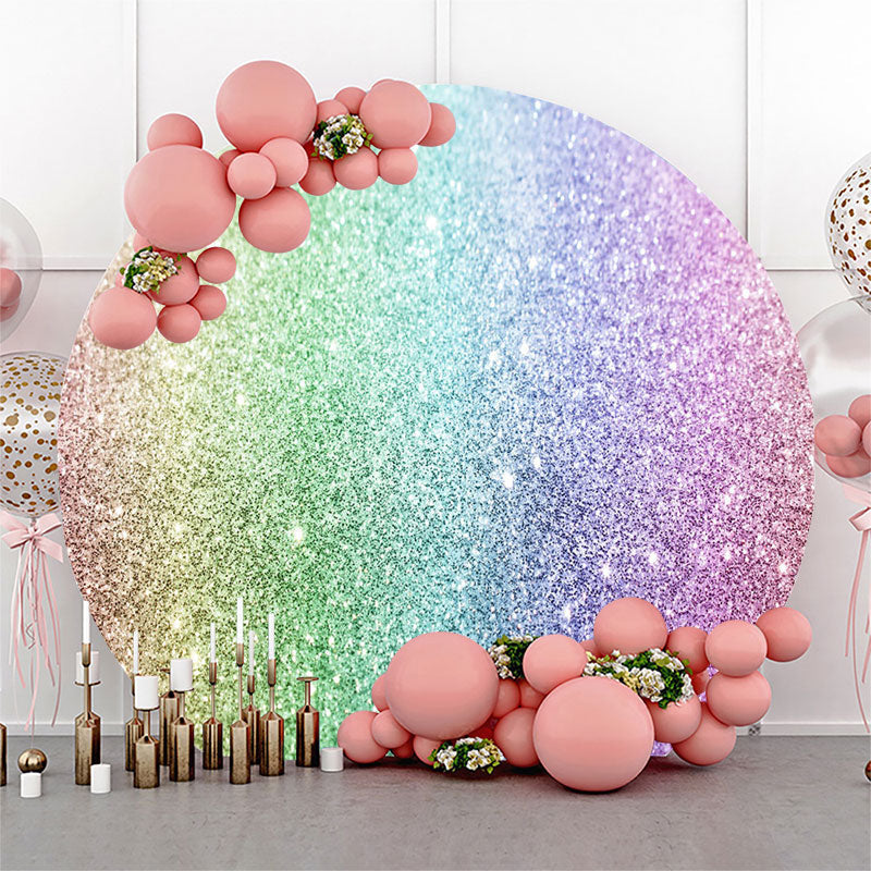 Aperturee Dreamy Glitter Rainbow Circle Birthday Backdrop