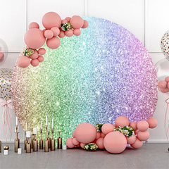 Aperturee Dreamy Glitter Rainbow Circle Birthday Backdrop