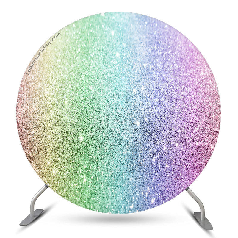 Aperturee Dreamy Glitter Rainbow Circle Birthday Backdrop