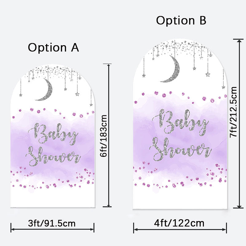 Aperturee - Dreamy Purple Baby Shower Double Sided Arch Backdrop