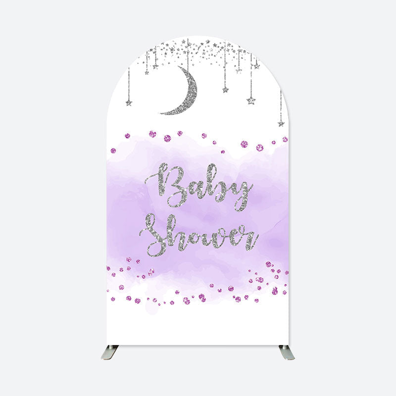 Aperturee - Dreamy Purple Baby Shower Double Sided Arch Backdrop