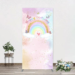 Aperturee - Dreamy Rainbow Clouds Butterfly Birthday Arch Backdrop