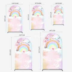 Aperturee - Dreamy Rainbow Clouds Butterfly Birthday Arch Backdrop