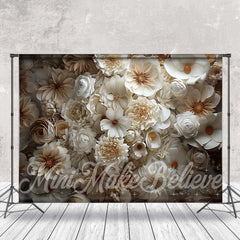 Aperturee - Dreamy White Flowers Floral Backdrop For Photography