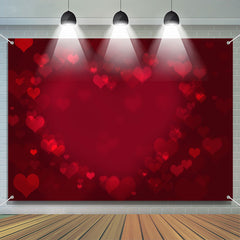 Aperturee - Dusky Wine Red Heart Bokeh Valentines Day Backdrop