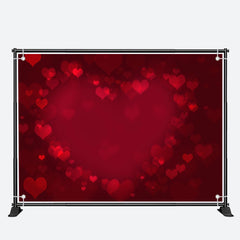 Aperturee - Dusky Wine Red Heart Bokeh Valentines Day Backdrop