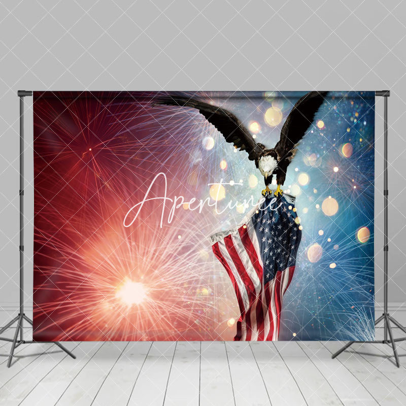 Aperturee - Eagle American Flag Bokeh Independence Day Backdrop