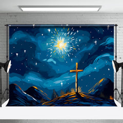 Aperturee - Earth Slope Sparkle Star Dark Blue Easter Backdrop