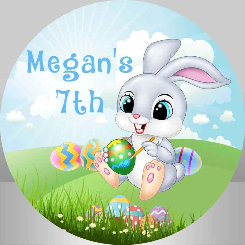 Aperturee - Easter Bunny Spring Round Backdrop Kit For Birthday