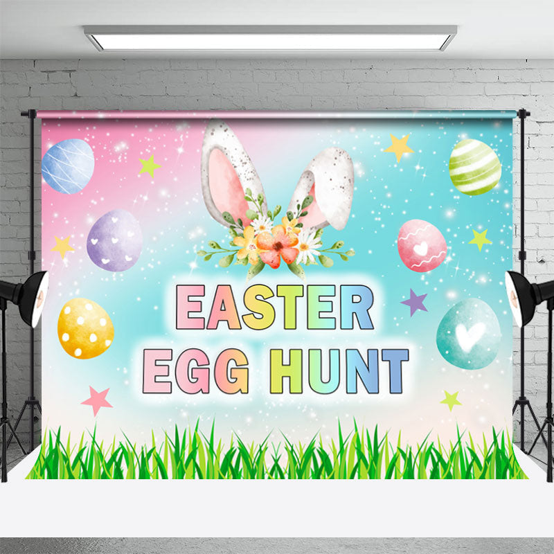 Aperturee - Egg Hunt Green Grass Glitter Colored Easter Backdrop