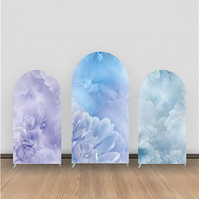 Aperturee - Elegant Blurry Purple Blue Floral Arch Backdrop Kit