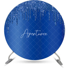 Aperturee - Elegant Dark Blue Solid Color Glitter Round Backdrop