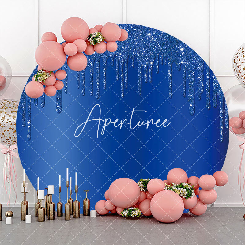 Aperturee - Elegant Dark Blue Solid Color Glitter Round Backdrop