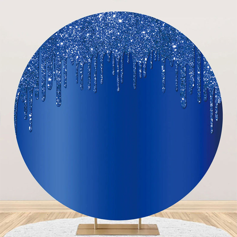 Aperturee - Elegant Dark Blue Solid Color Glitter Round Backdrop