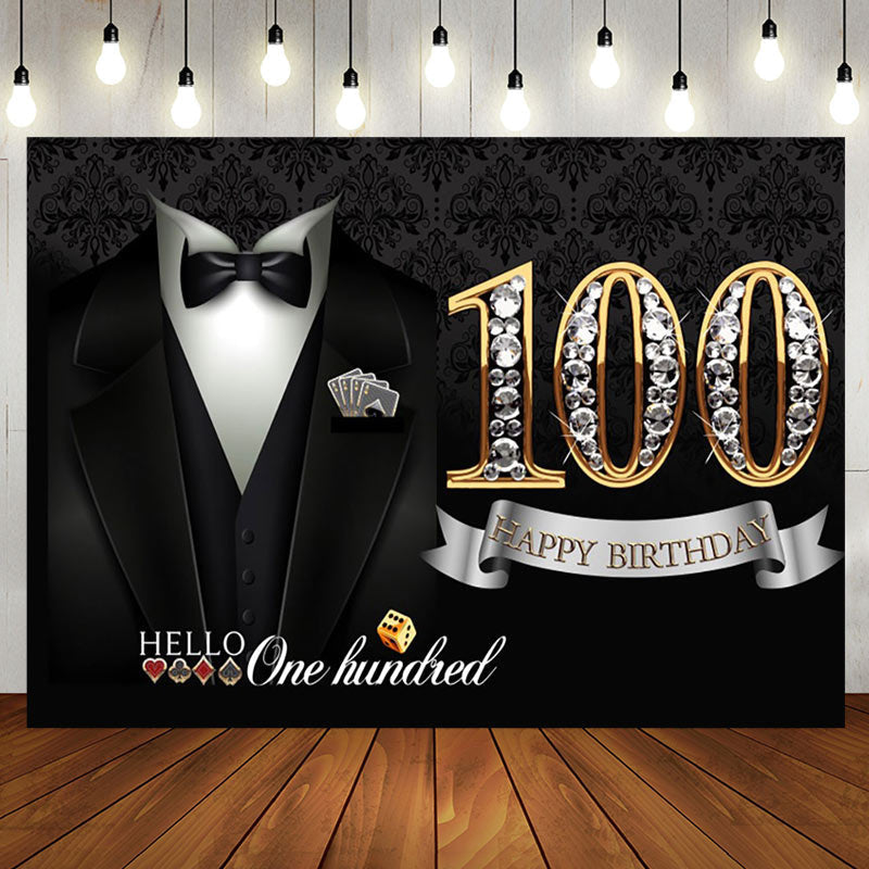 Aperturee - Elegant Gentleman Suit Poker 100th Birthday Backdrop