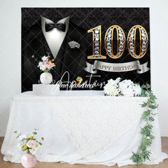 Aperturee - Elegant Gentleman Suit Poker 100th Birthday Backdrop