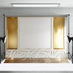 Aperturee - Elegant Gold And White Wall Floor Photo Backdrop