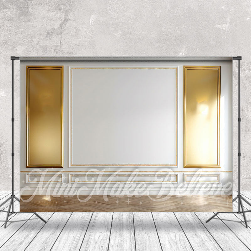 Aperturee - Elegant Gold And White Wall Floor Photo Backdrop