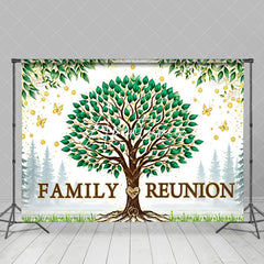 Aperturee - Elegant Gold Gilt Tree Leaves Family Reunion Backdrop