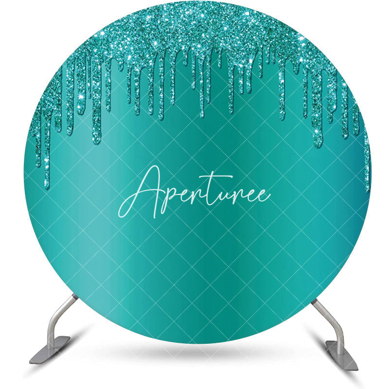 Aperturee - Elegant Green Solid Color Glitters Round Backdrop