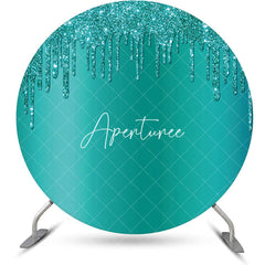 Aperturee - Elegant Green Solid Color Glitters Round Backdrop