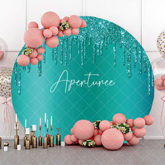 Aperturee - Elegant Green Solid Color Glitters Round Backdrop