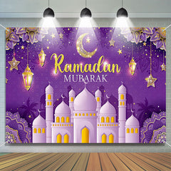 Aperturee - Elegant Mandala Moon Palace Purple Ramadan Backdrop