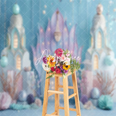 Aperturee - Elegant Mermaid Palace Pearls Cake Smash Backdrop